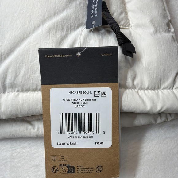 The North Face Women's 1996 Retro Nuptse DTM Vest 700 Down White Dune NWT Large - Picture 14 of 16
